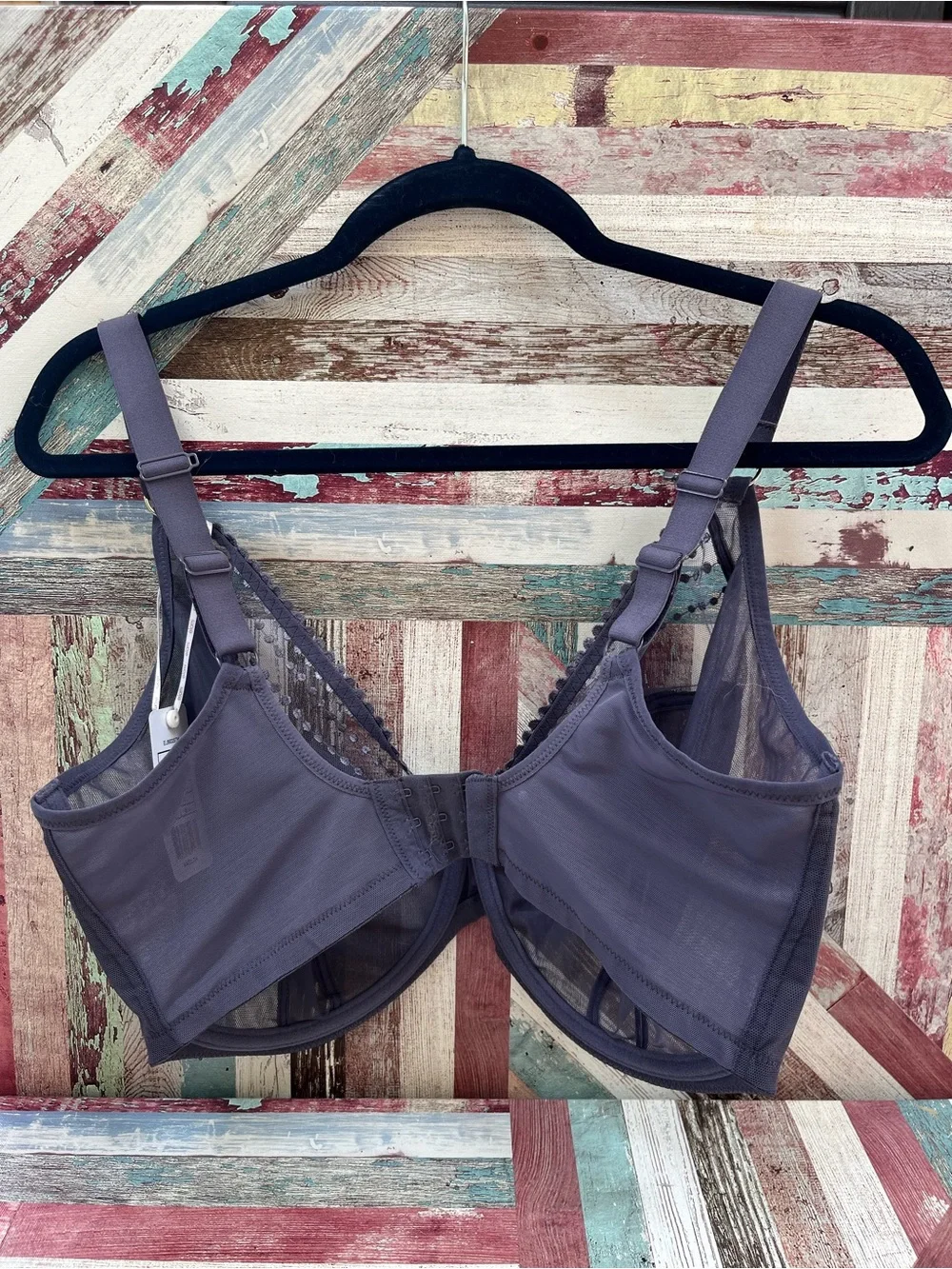 Elomi Matilda Side Support Plunge Bra NWT Plum Underwire Sheer 3 Part Cups 36M